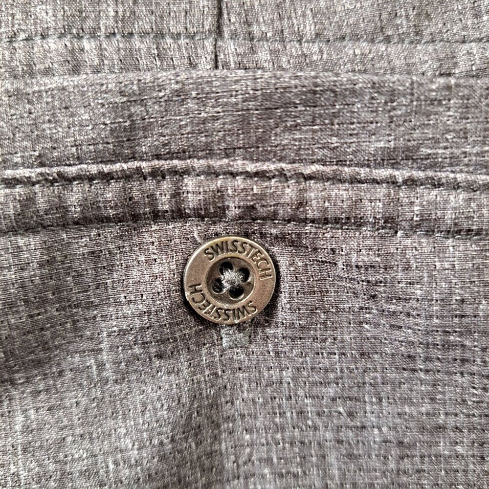 SwissTech Mens 42 Shorts Flat Front Gray Poly Elastic Waistband Pockets Stretch - Picture 15 of 15